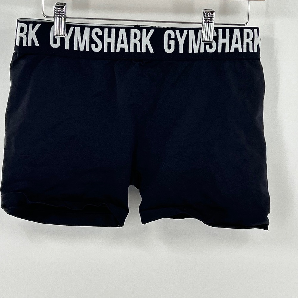 Gymshark Fit Seamless Shorts Black White‎ Logo Waistband GLSH006-BK/WH Size M